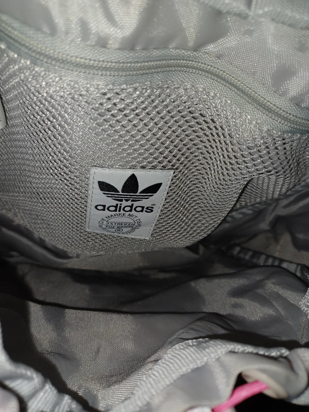 Adidas Women's Small Cream Nylon Backpack with Pink Accent